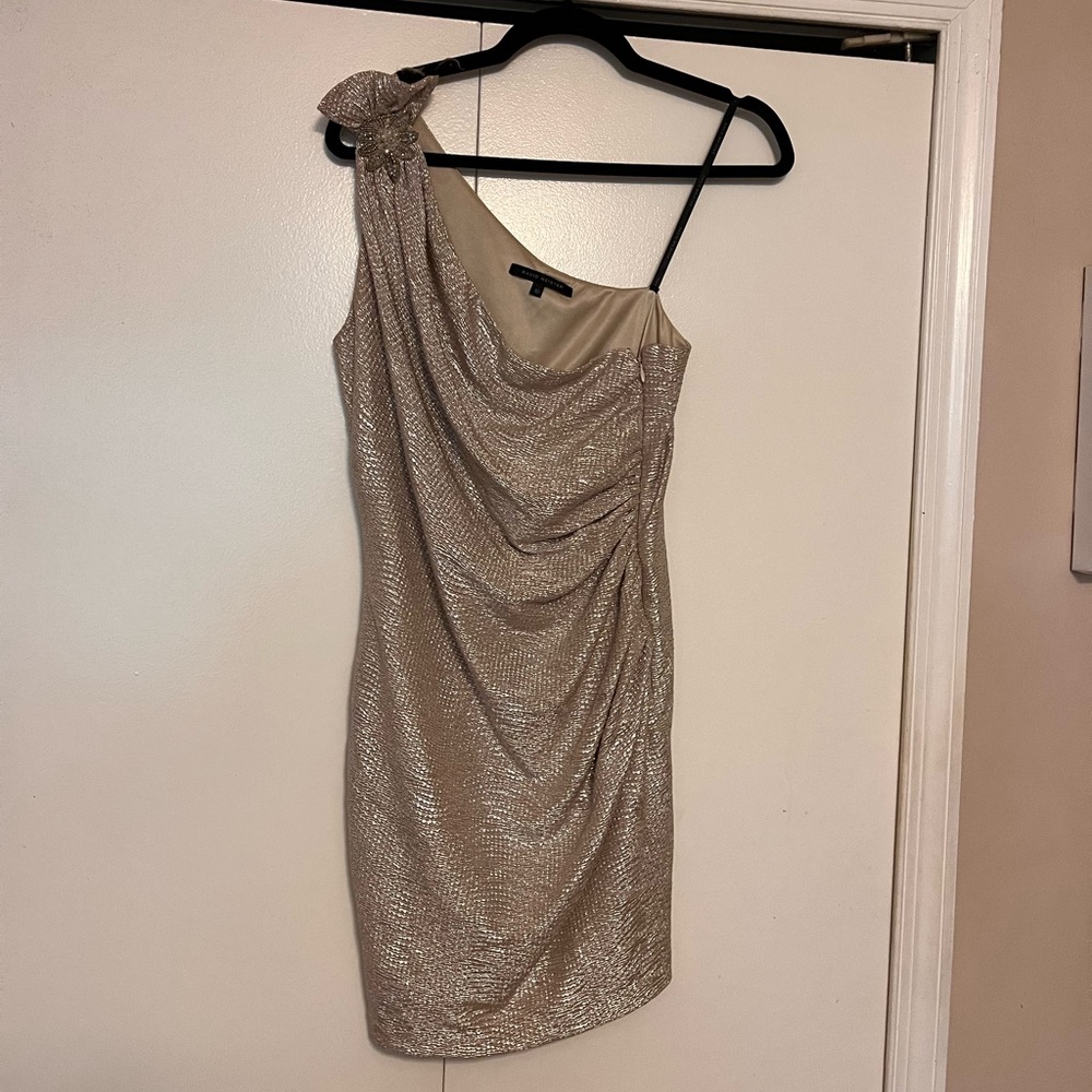 Gorgeous gold David Meister A Symmetric Dress (10)